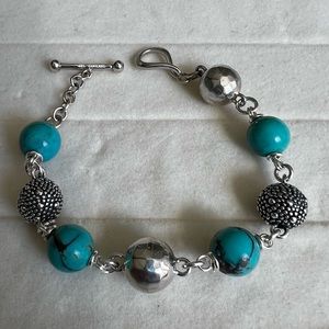 Michael Dawkins Turquoise and Sterling Silver Bead Bracelet